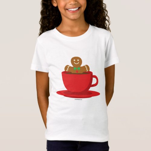 Gingerbread Man Relaxing In Hot Chocolate Red Cup T_Shirt