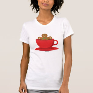 Gingerbread Man Relaxing In Hot Chocolate Red Cup T-Shirt