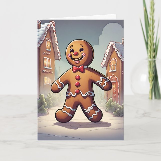 Gingerbread Man Retro Concept Art Holiday Card (Front)