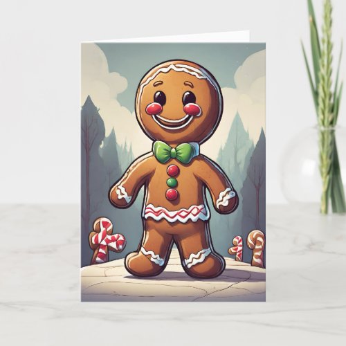 Gingerbread Man Retro Concept Art Holiday Card