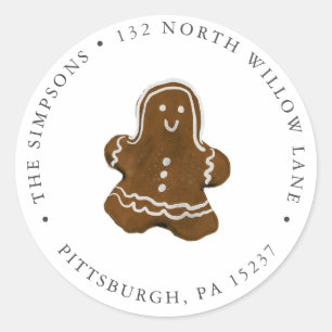Gingerbread Man Return Address Classic Round Sticker