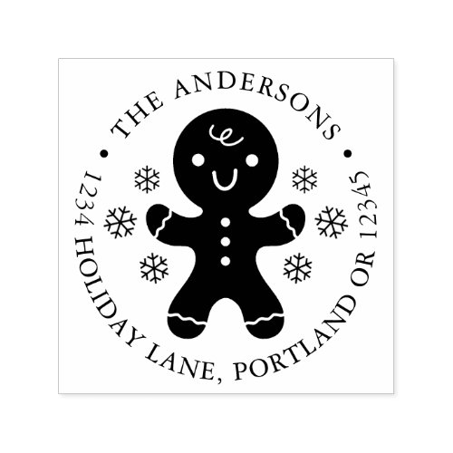 Gingerbread Man Return Address Round Self_inking Stamp