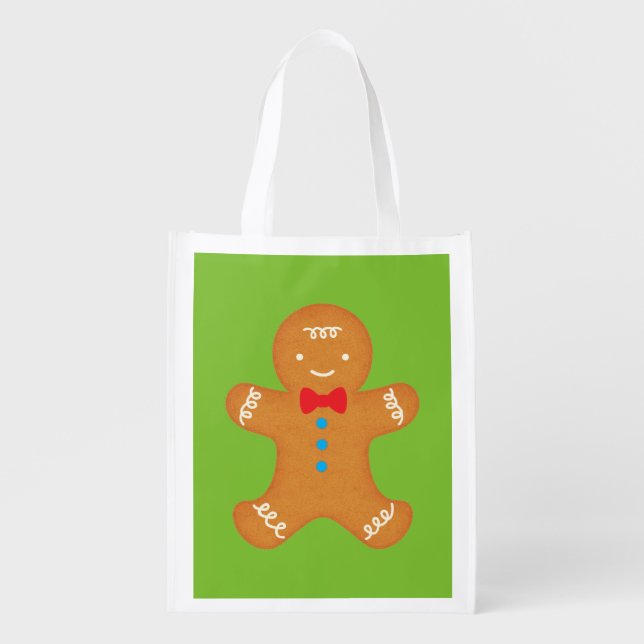 Gingerbread Man Reusable Grocery Bag (Front)