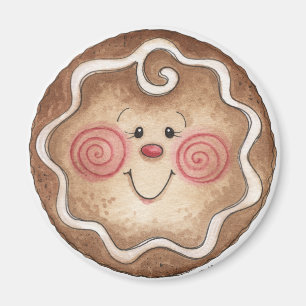 Gingerbread Man Round Magnet