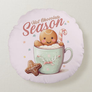 Gingerbread Man Round Pillow