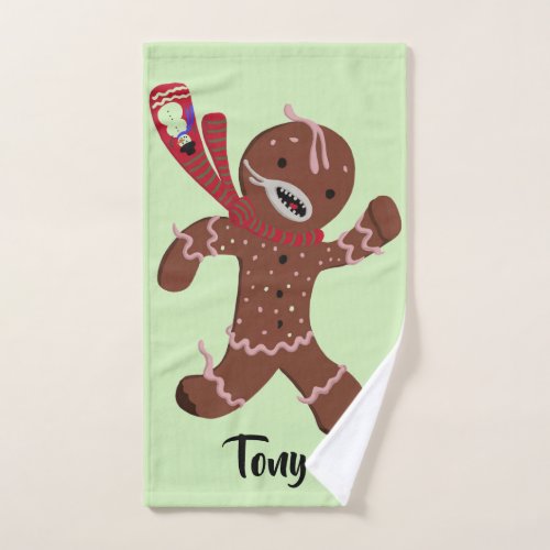 Gingerbread Man Running Hand Towel