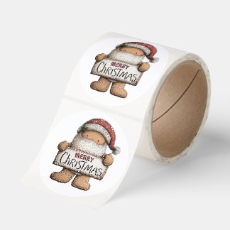 Gingerbread Man Santa Claus Classic Round Sticker