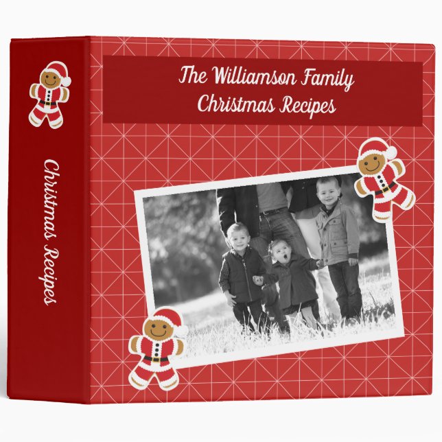Gingerbread Man Santa Family Photo Christmas 3 Ring Binder (Front/Spine)