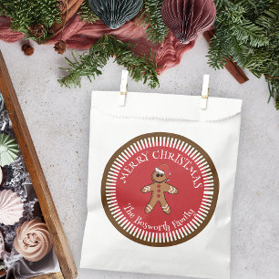 Gingerbread Man Santa Hat Christmas Candy Favor Bag