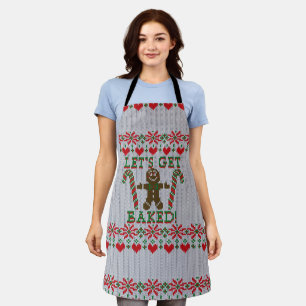 Gingerbread Man Says Ugly Christmas Sweater Style Apron