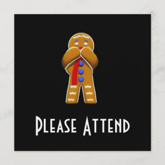 Gingerbread Man - Scared - Original Colors Invitation