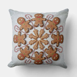 Gingerbread Man Seamless Pattern Christmas  Throw Pillow