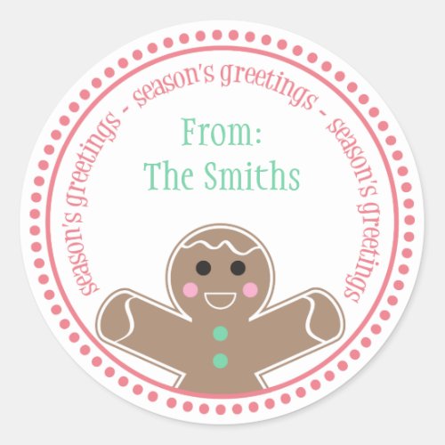 Gingerbread Man Seasons Greetings Labels