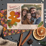 Gingerbread Man Seasons Greetings Photo Christmas Holiday Card<br><div class="desc">This sweet design was created using my sweet wreath of Scandinavian inspired cookies shaped like a gingerbread man, a Christmas tree, and a star surrounded by citrus, dried spices, greenery, and berries that evoke the feel of a warm cottage kitchen at grandma's filled with the scents of holiday baking! The...</div>