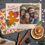 Gingerbread Man Seasons Greetings Photo Christmas Holiday Card<br><div class="desc">This sweet design was created using my sweet wreath of Scandinavian inspired cookies shaped like a gingerbread man, a Christmas tree, and a star surrounded by citrus, dried spices, greenery, and berries that evoke the feel of a warm cottage kitchen at grandma's filled with the scents of holiday baking! The...</div>