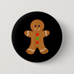 Gingerbread Man Shirt Christmas Cookie Baking Holi Button