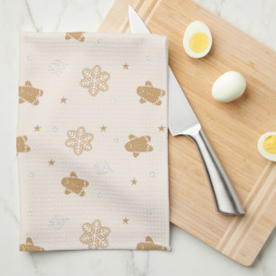 Gingerbread Man Snowflakes Christmas Pattern Kitchen Towel