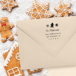 Gingerbread Man & Snowflakes Family Return Address Rubber Stamp<br><div class="desc">Make your mark this holiday season with our personalized wooden stamp. A cute gingerbread man and snowflakes adorn the top,  while your family name takes center stage in a charming script font. Serif type elegantly displays your return address details,  adding a touch of holiday spirit to your correspondence.</div>