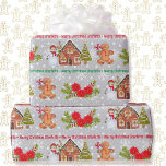 Gingerbread Man Snowman Add Name Christmas Wrapping Paper<br><div class="desc">Gingerbread House Cute Snowman Add Name & Greeting Wrapping Paper</div>