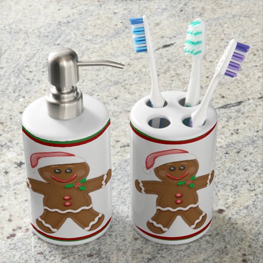 Gingerbread Man Soap Dispenser & Toothbrush Holder (Front)