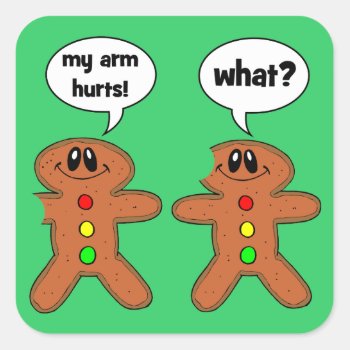 Gingerbread Man Square Sticker by holidaysboutique at Zazzle