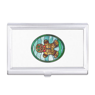 Gingerbread man stained glass business card case