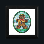 Gingerbread man stained glass gift box<br><div class="desc">Share the joy of Christmas with this charming design that will remind you of cozy gatherings,  yummy treats,  and the spirit of giving. Get yours today and make you and your space merrier this holidays season. Gingerbread man stained glass style,  classic and colourful. Illustration made by Mosaiclisa.</div>