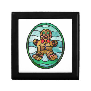 Gingerbread man stained glass gift box