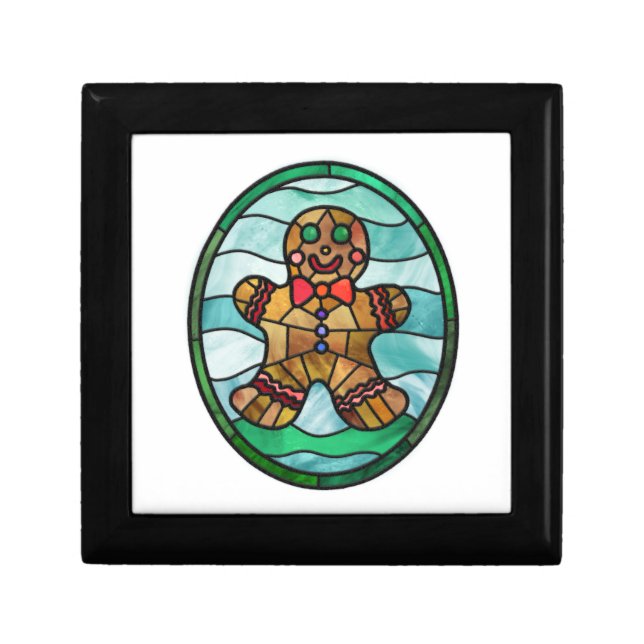 Gingerbread man stained glass gift box (Front)