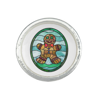 Gingerbread man stained glass ring