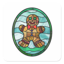 Gingerbread man stained glass style