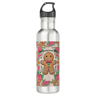 Gingerbread Man Stainless Steel Water Bottle