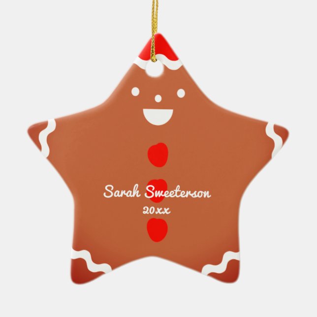 Gingerbread man star Christmas cookie ornament (Front)