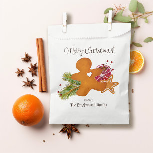 Gingerbread Man Star Cookie Scandi Merry Christmas Favor Bag