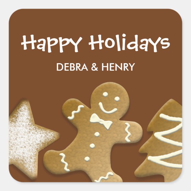 Gingerbread man sugar cookie holiday brown tag (Front)