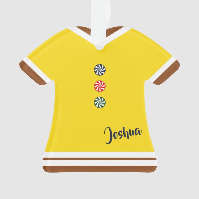 Gingerbread Man Suit Yellow Christmas Figurine Ornament (Front)