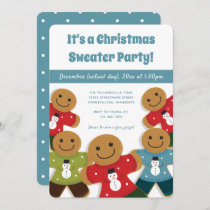 Gingerbread Man Sweater Party Christmas Invitation