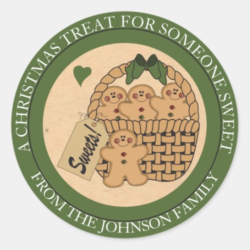 Gingerbread Man Sweet Christmas Classic Round Sticker
