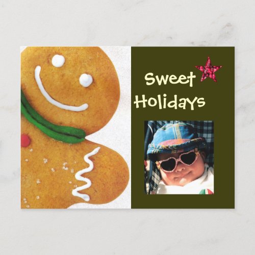 Gingerbread Man Sweet Holidays Photo Postcard