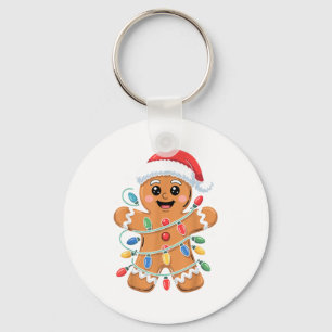 Gingerbread Man Tangled Christmas Lights  Keychain