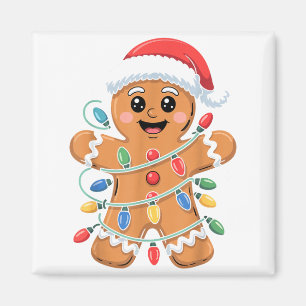 Gingerbread Man Tangled Christmas Lights Magnet