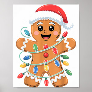 Gingerbread Man Tangled Christmas Lights Poster