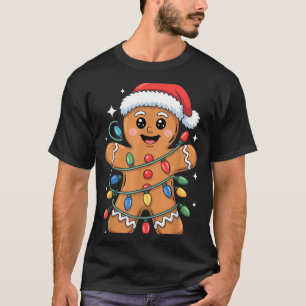 Gingerbread Man Tangled Christmas Lights T-Shirt