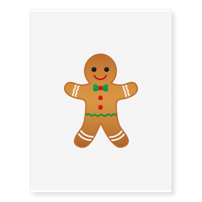 GINGERBREAD MAN - Temporary Christmas Tattoo (Front)