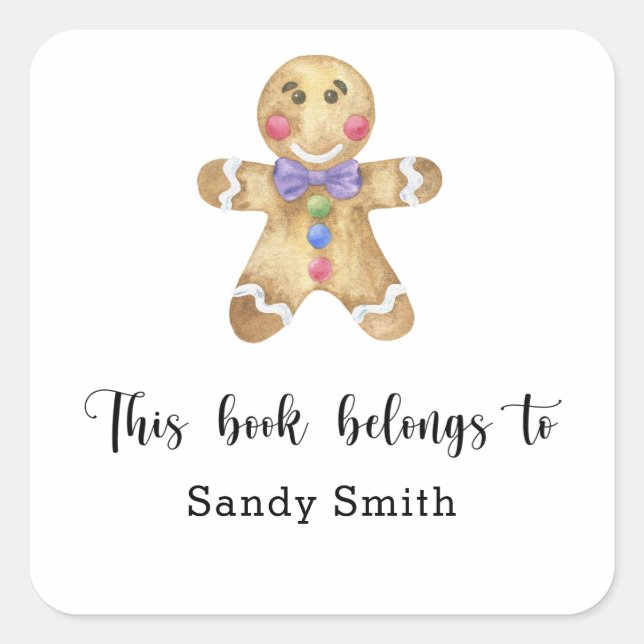 Gingerbread man - This book belongs to Square Sticker (Front)
