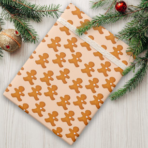 Gingerbread Man Traditional Cute Christmas Holiday Wrapping Paper