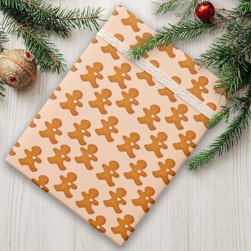 Gingerbread Man Traditional Cute Christmas Holiday Wrapping Paper