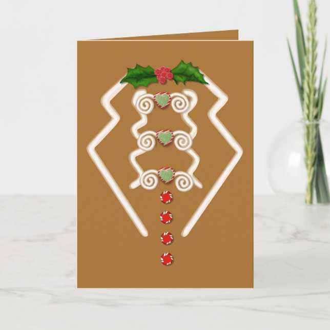 Gingerbread Man Tuxedo Holiday Card (Front)