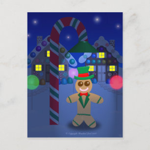 Gingerbread Man under Candy Lamp Postcard