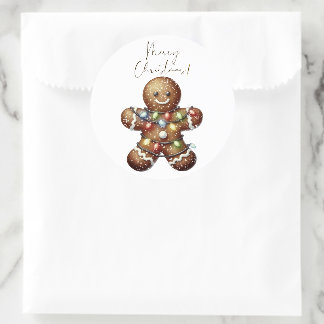 Gingerbread Man Winter Christmas Classic Round Sticker